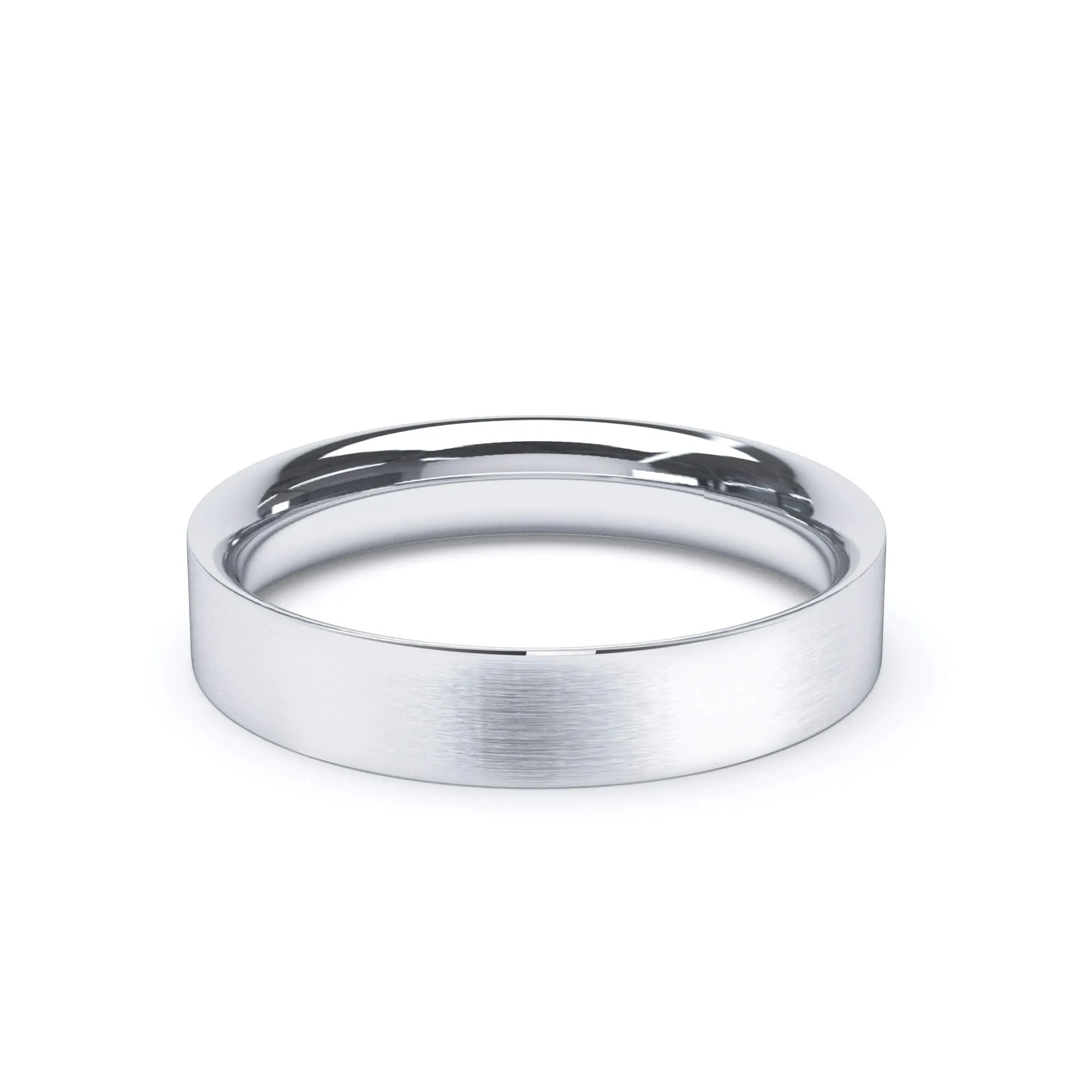 - Flat Court Profile Satin Polish Wedding Ring 9k White Gold