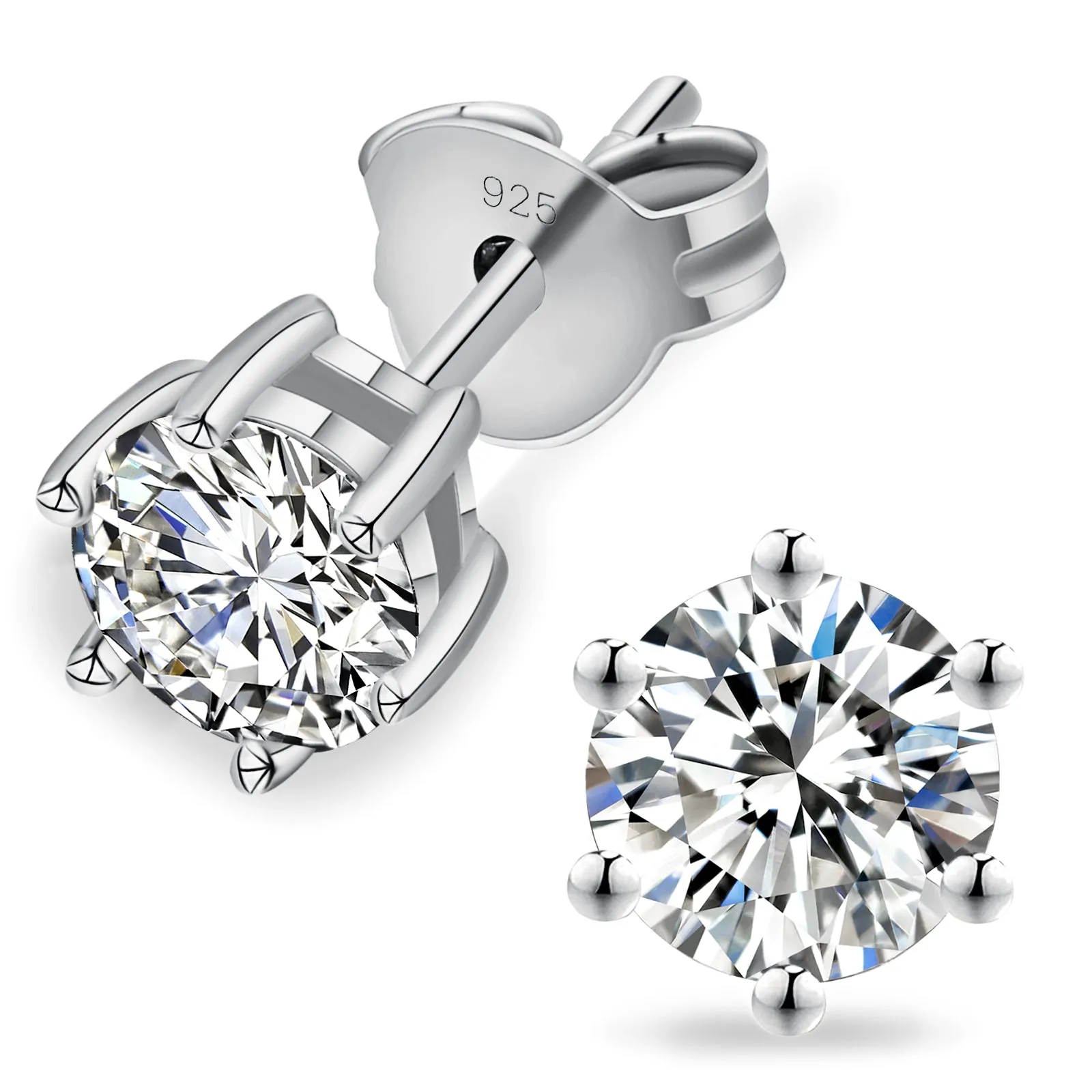 0.3/0.5/0.6/0.8/1.0/1.5 Carats *2 Round Excellent VVS1 Moissanite Earrings 0204