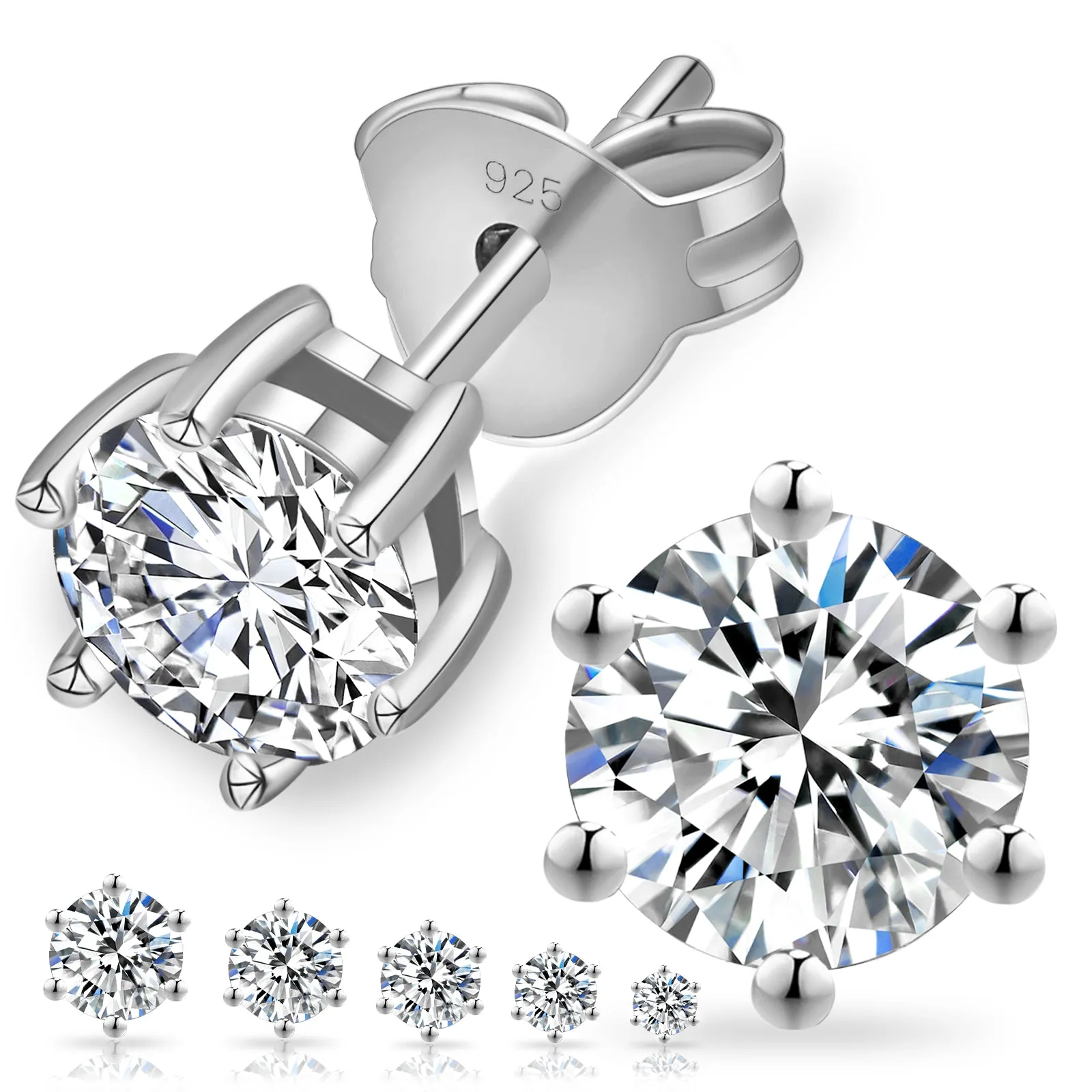 0.3/0.5/0.6/0.8/1.0/1.5 Carats *2 Round Excellent VVS1 Moissanite Earrings 0204