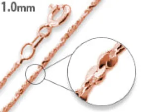 14K Rose Gold Plated Sterling Silver Twisted Serpentine Chain 1.0MM