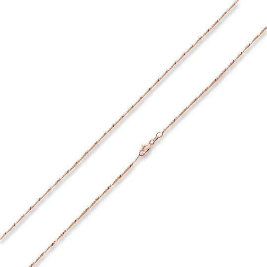 14K Rose Gold Plated Sterling Silver Twisted Serpentine Chain 1.0MM