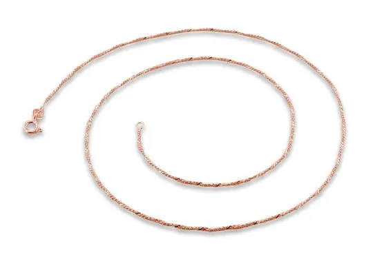 14K Rose Gold Plated Sterling Silver Twisted Serpentine Chain 1.0MM