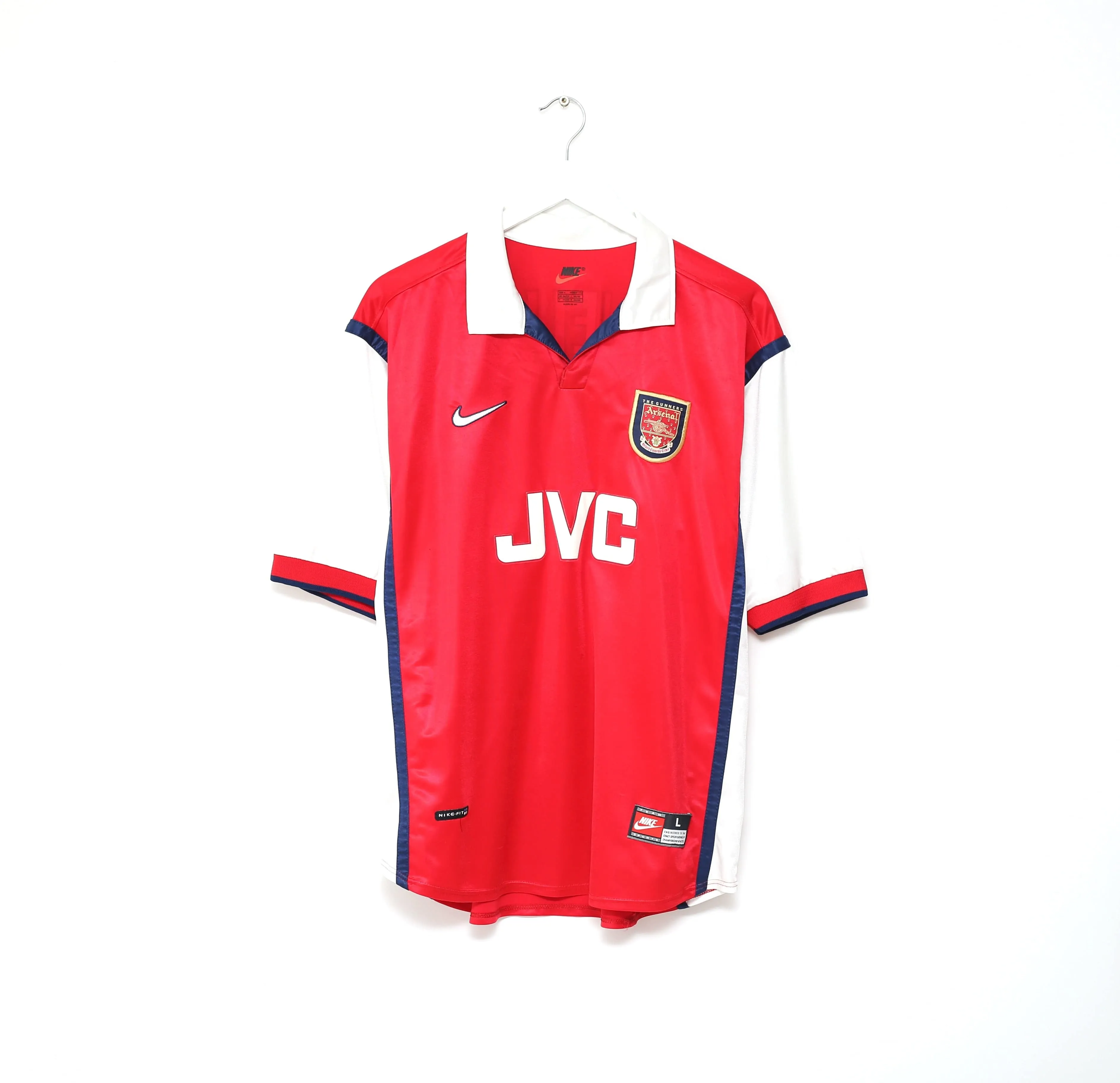 1998/99 ANELKA #9 Arsenal Vintage Nike UCL Home Football Shirt Jersey (L)