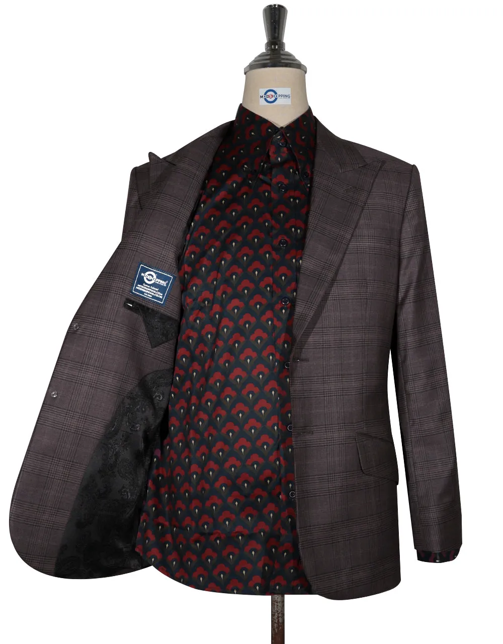 2 Button Jacket - Brown Prince of Wales Check Jacket