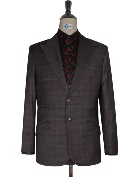 2 Button Jacket - Brown Prince of Wales Check Jacket