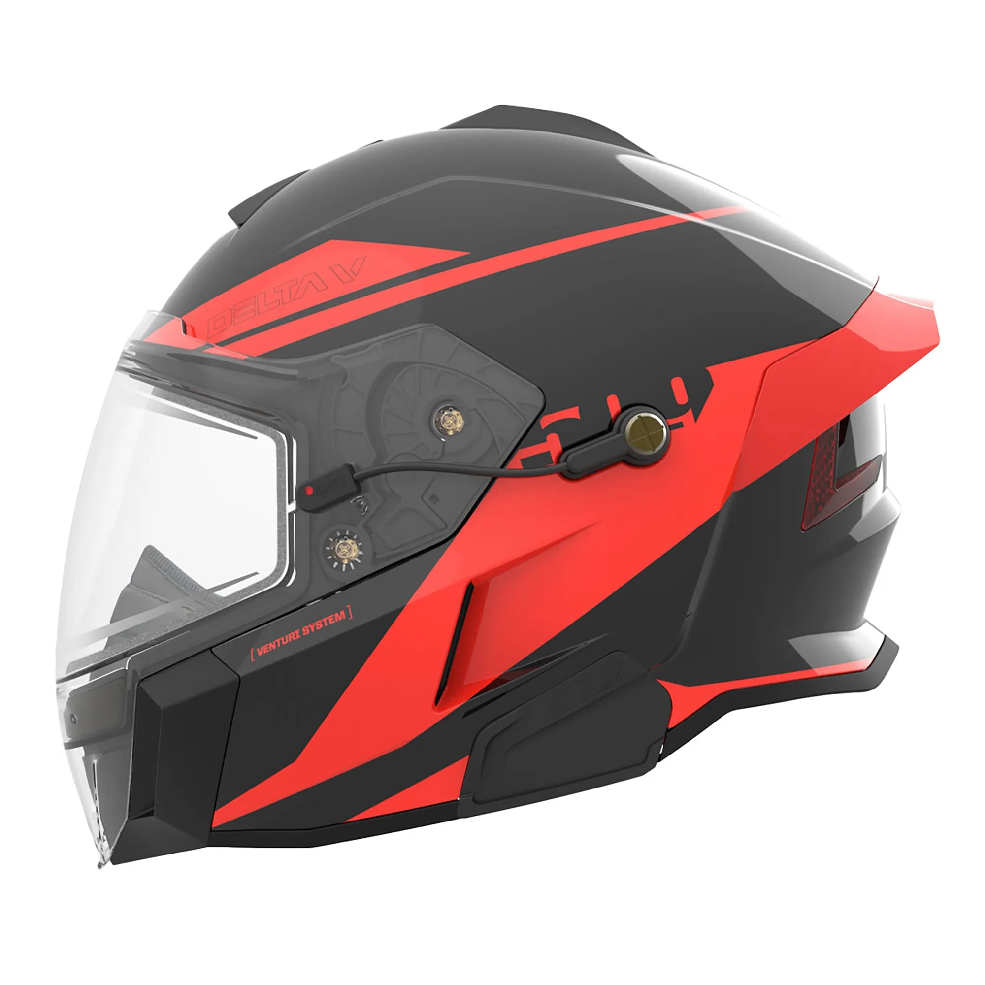 509  Delta V Commander Snowmobile Helmet Electric Shield Comms System Racing Red FMVSS 218