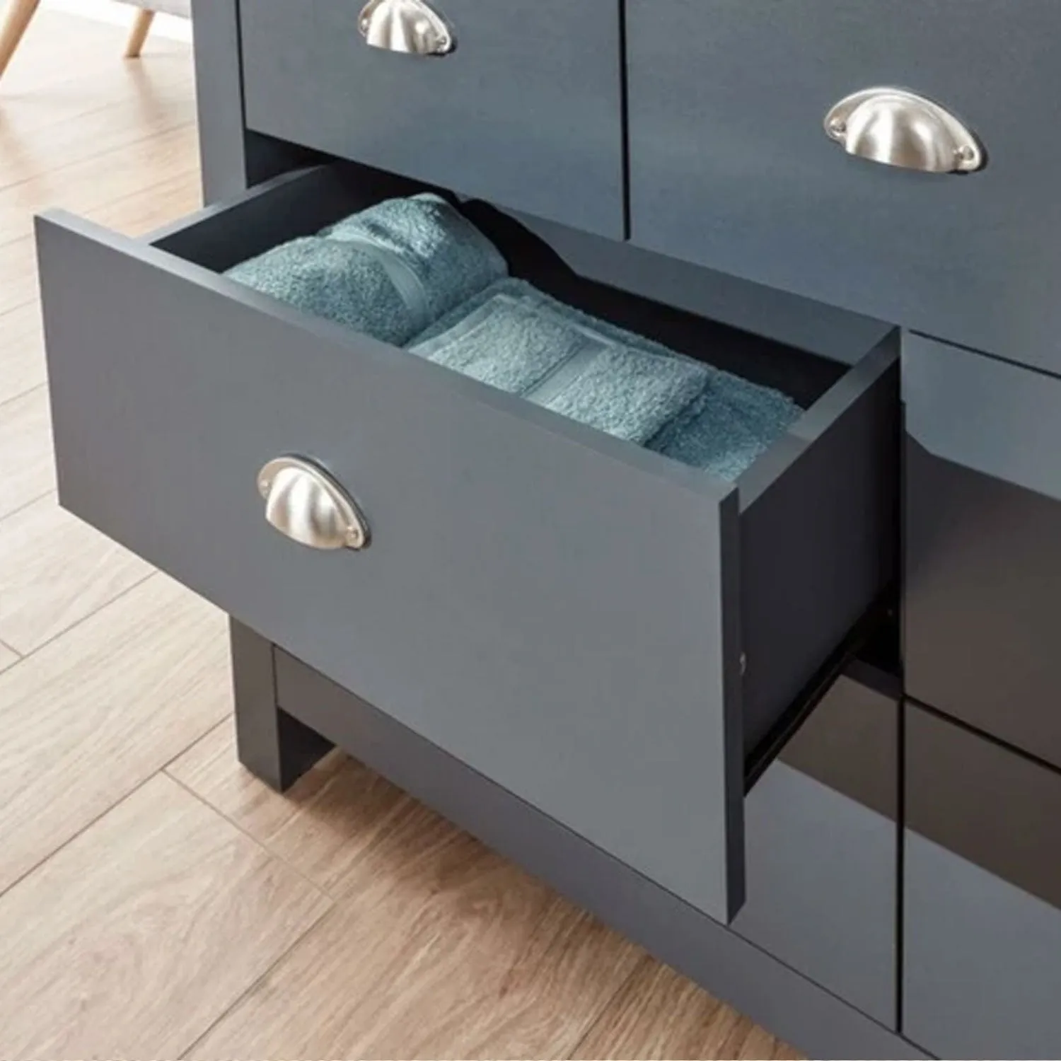 7 Drawers Wooden Chest in Slate Grey