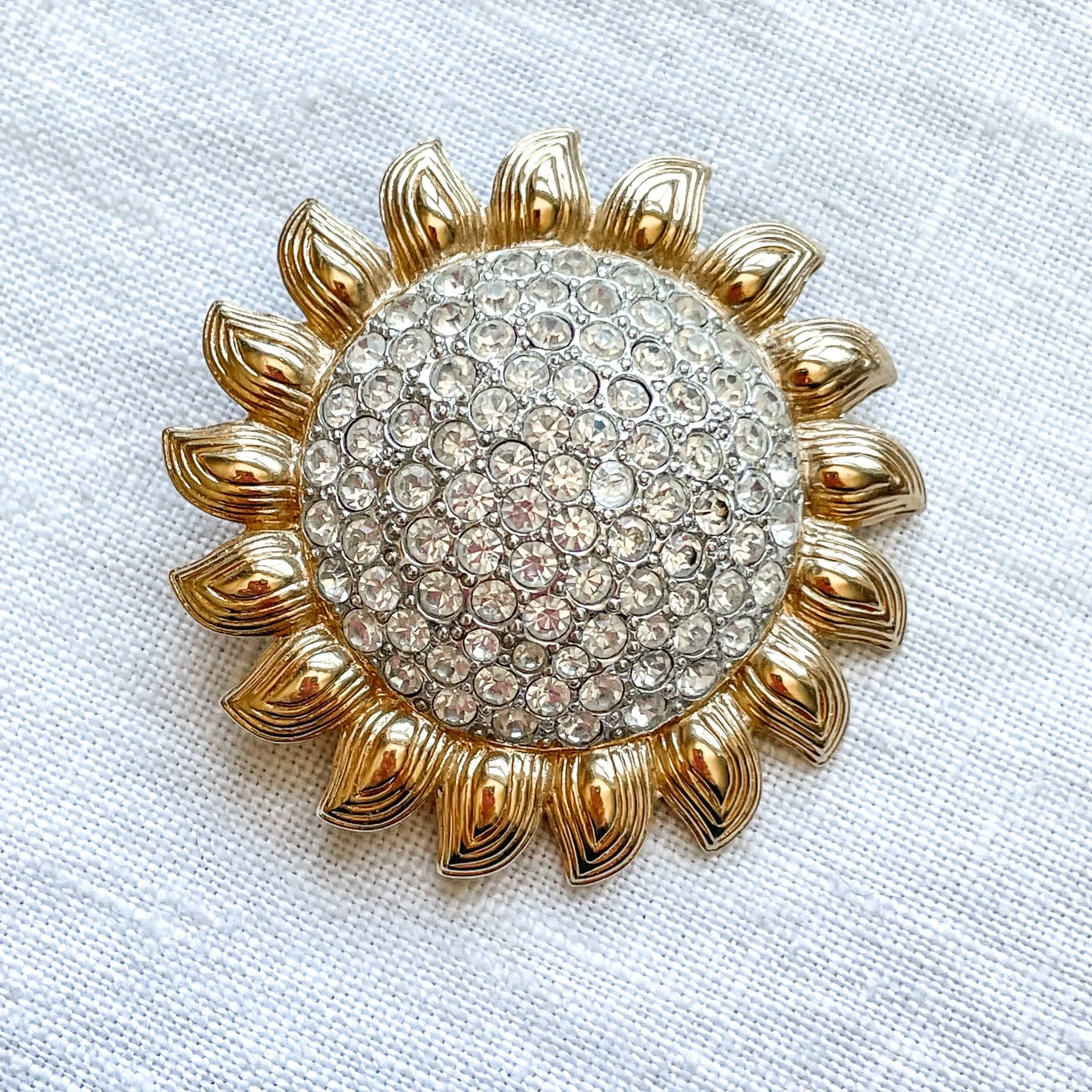 90s Y2K Sunshine Crystal Brooch by Carolee