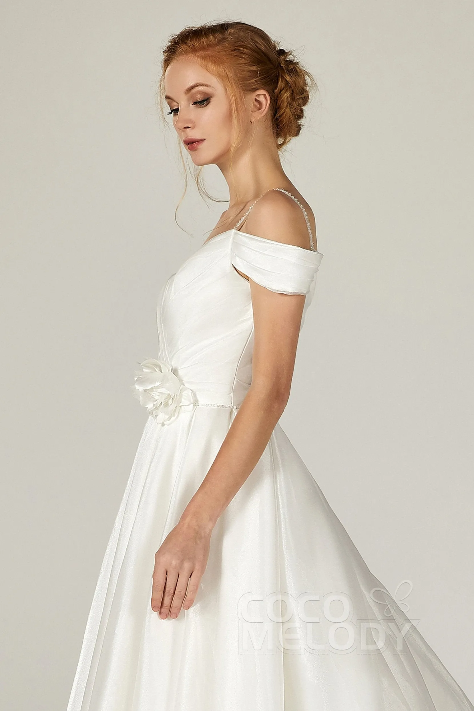 A-Line Court Train Organza and Satin Wedding Dress CW2291