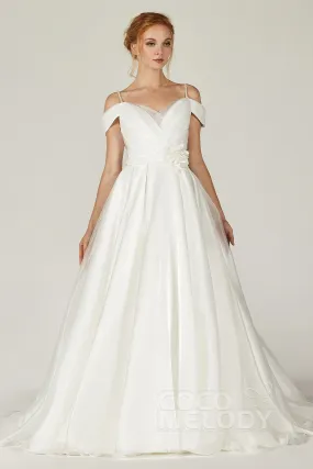 A-Line Court Train Organza and Satin Wedding Dress CW2291