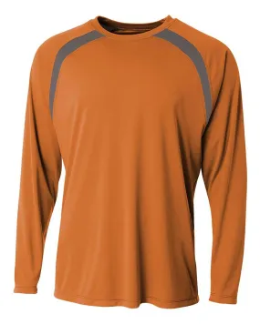 A4 N3003 Spartan Long Sleeve Color Block Crew - Orange Graphite