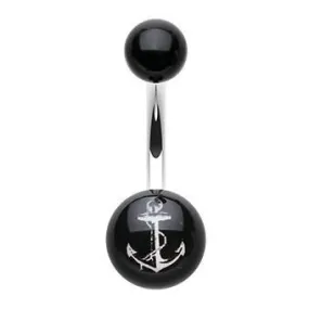 Acrylic Sailors Anchor Belly Button Ring