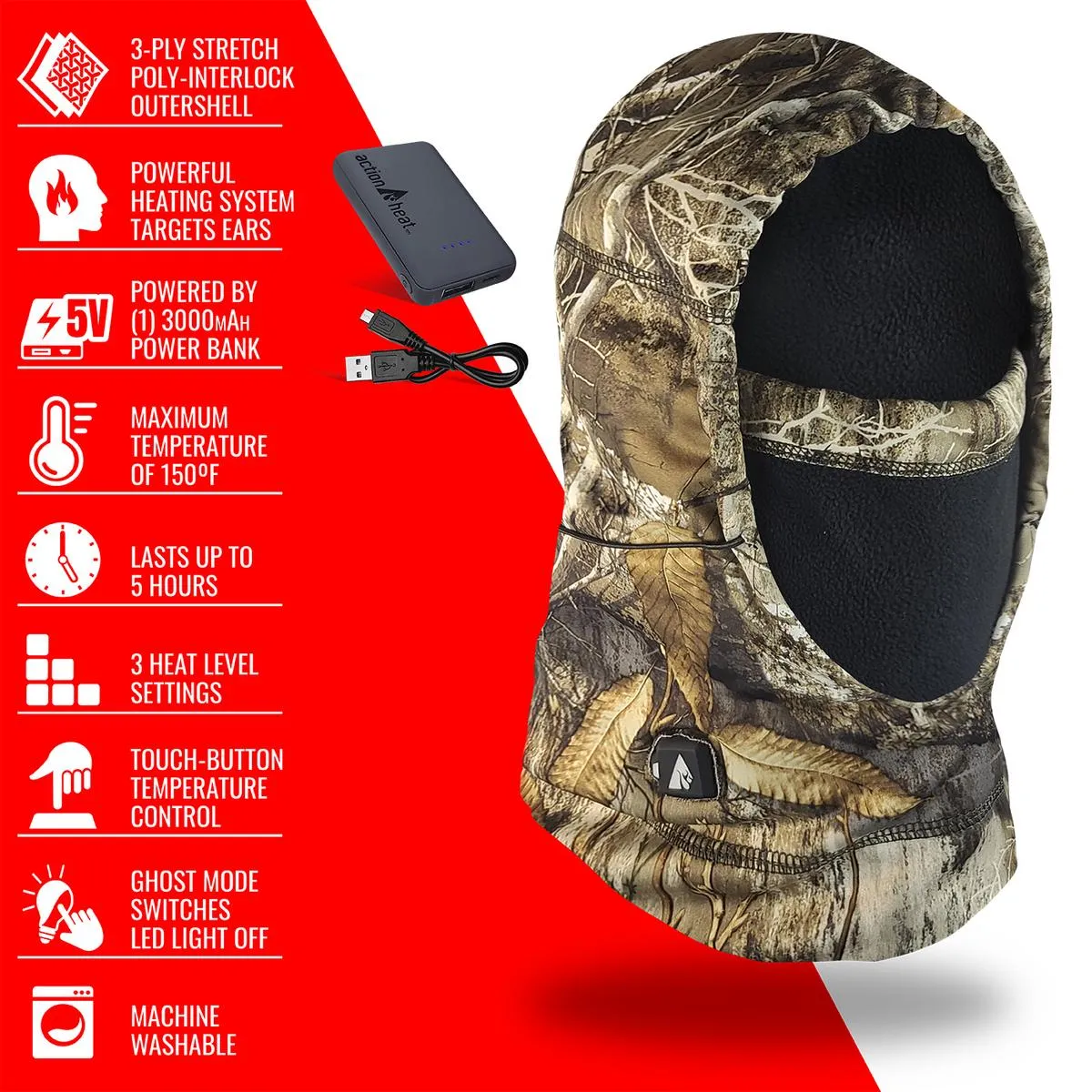 ActionHeat 5V Battery Heated Hunting Fleece Balaclava