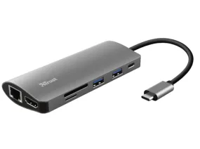 Adaptador USB - Trust 23775 Dalyx 7-in-1 USB-C Multiport, 7 Puertos, Plata