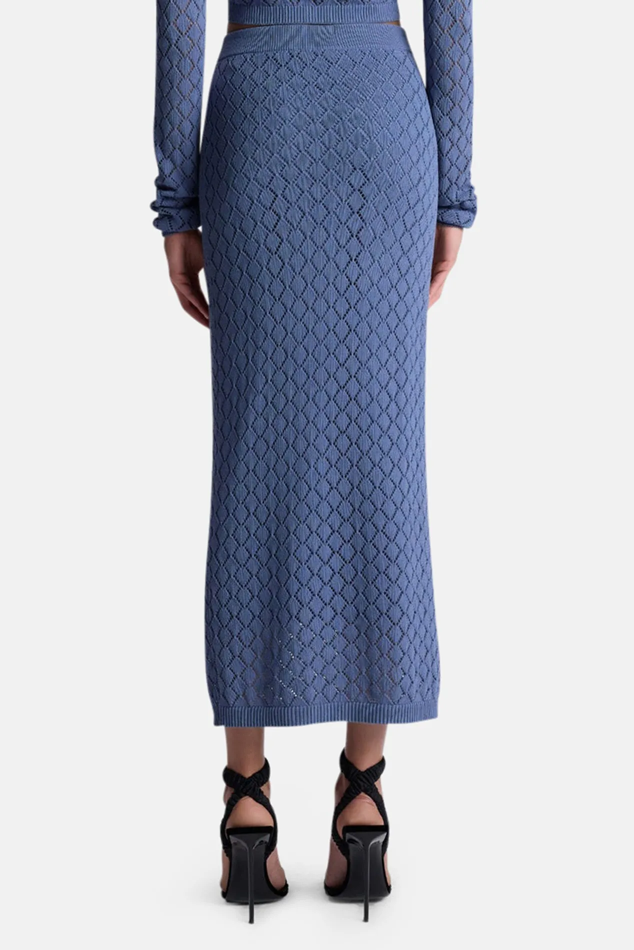 Addison Pointelle Knit Skirt Steel Blue