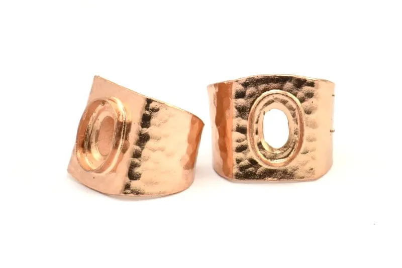 Adjustable Ring Setting, 1 Rose Gold Plated Brass Adjustable Ring With 1 Oval Pad E270 Q0699