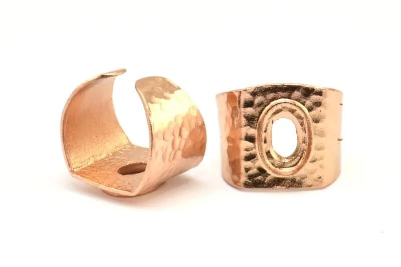 Adjustable Ring Setting, 1 Rose Gold Plated Brass Adjustable Ring With 1 Oval Pad E270 Q0699