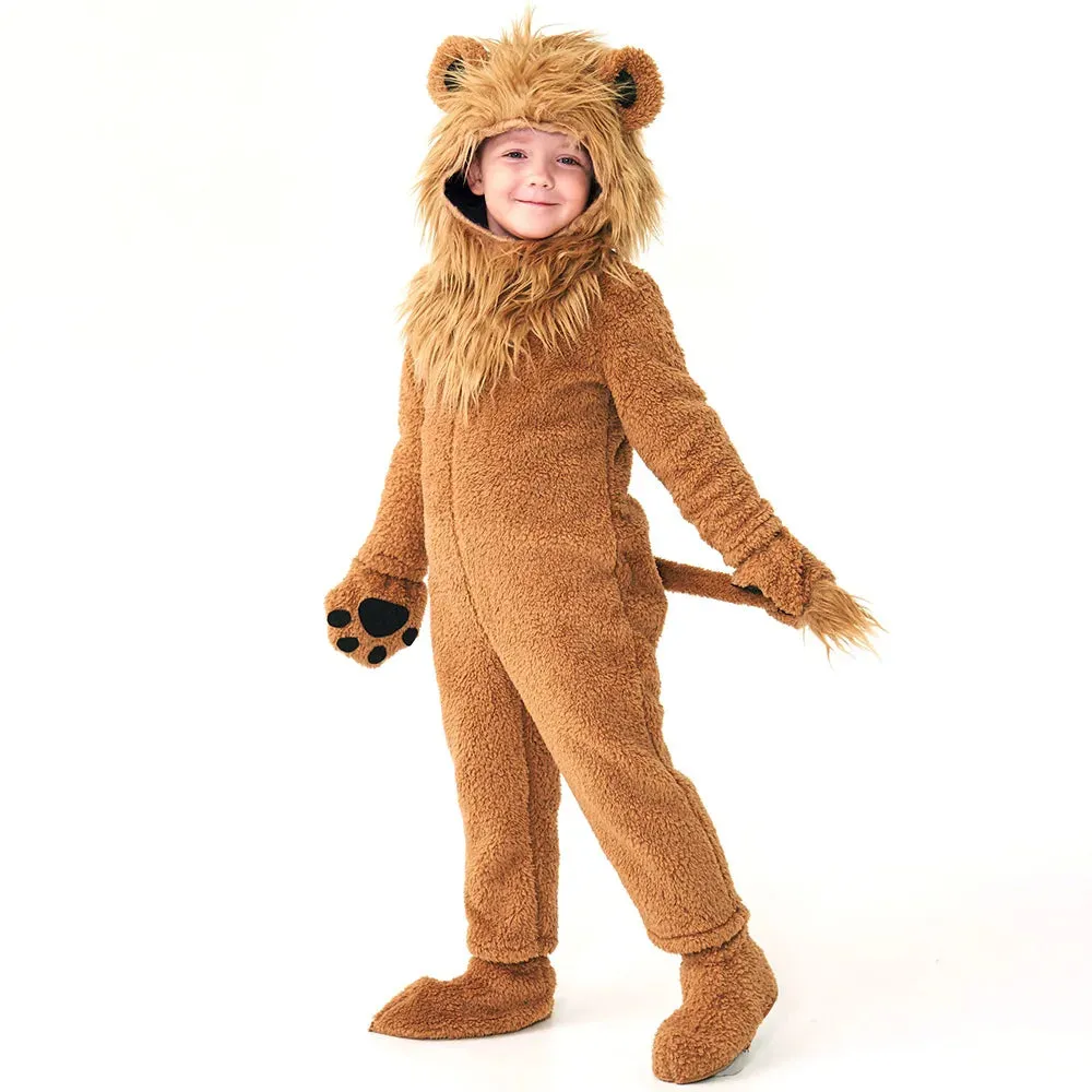 Adorable Fleece Lion Costume Animal Themed Party Kid Costume