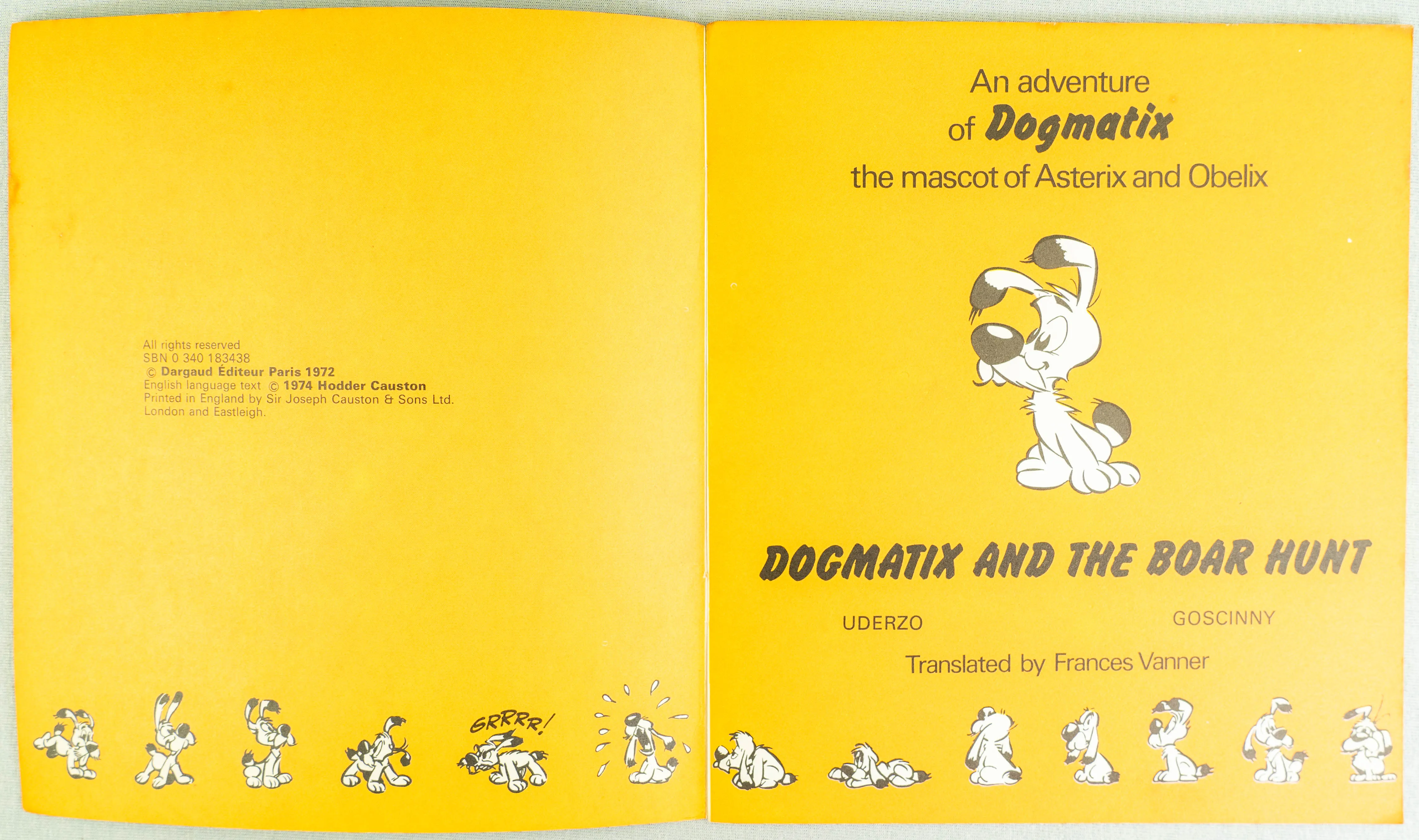 Adventures of Dogmatix and the Boar Hunt 1973 Dargaud UK 1st Edition PB Asterix Short Story Book