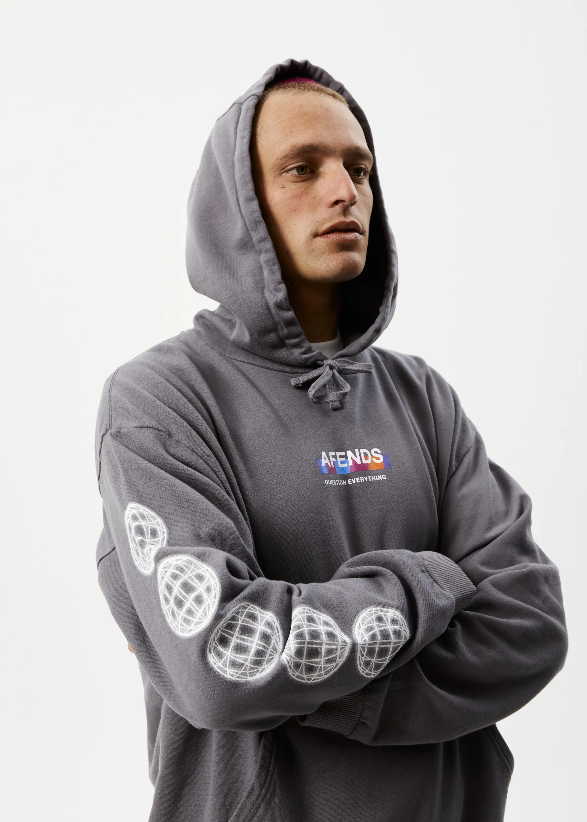 AFENDS Mens Question Everything - Hoodie - Gunmetal