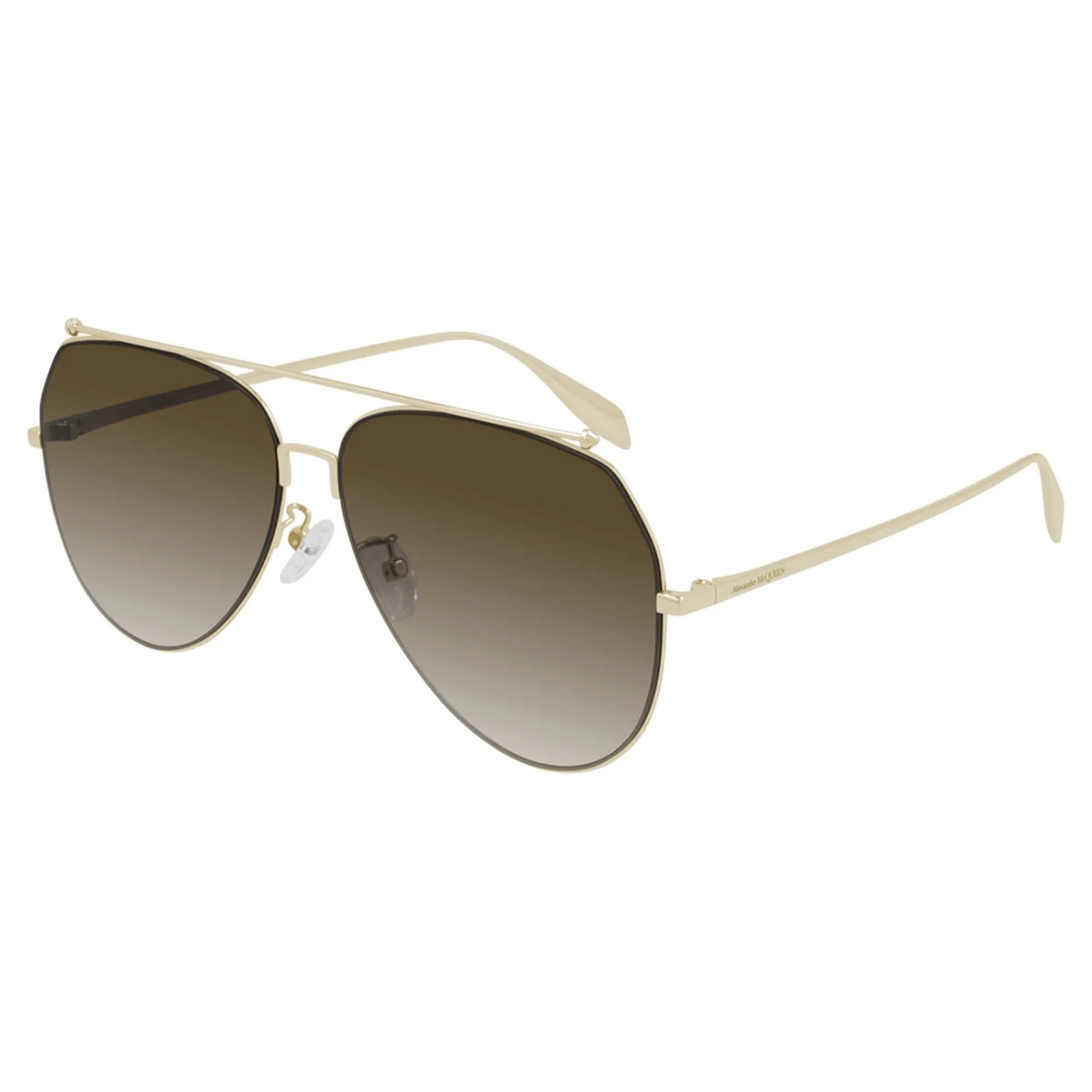 Alexander McQueen Unisex Sunglasses Spring Summer Gold Brown Nylon Nylon Light AM0316S 002