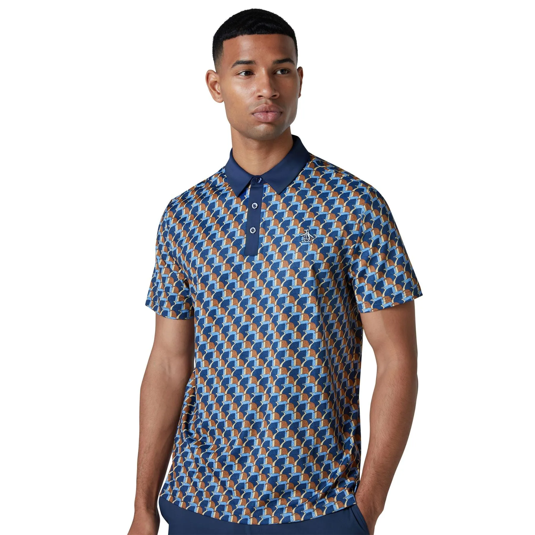 All Over Pete's Outline Heather Print Polo Black Iris - AW24