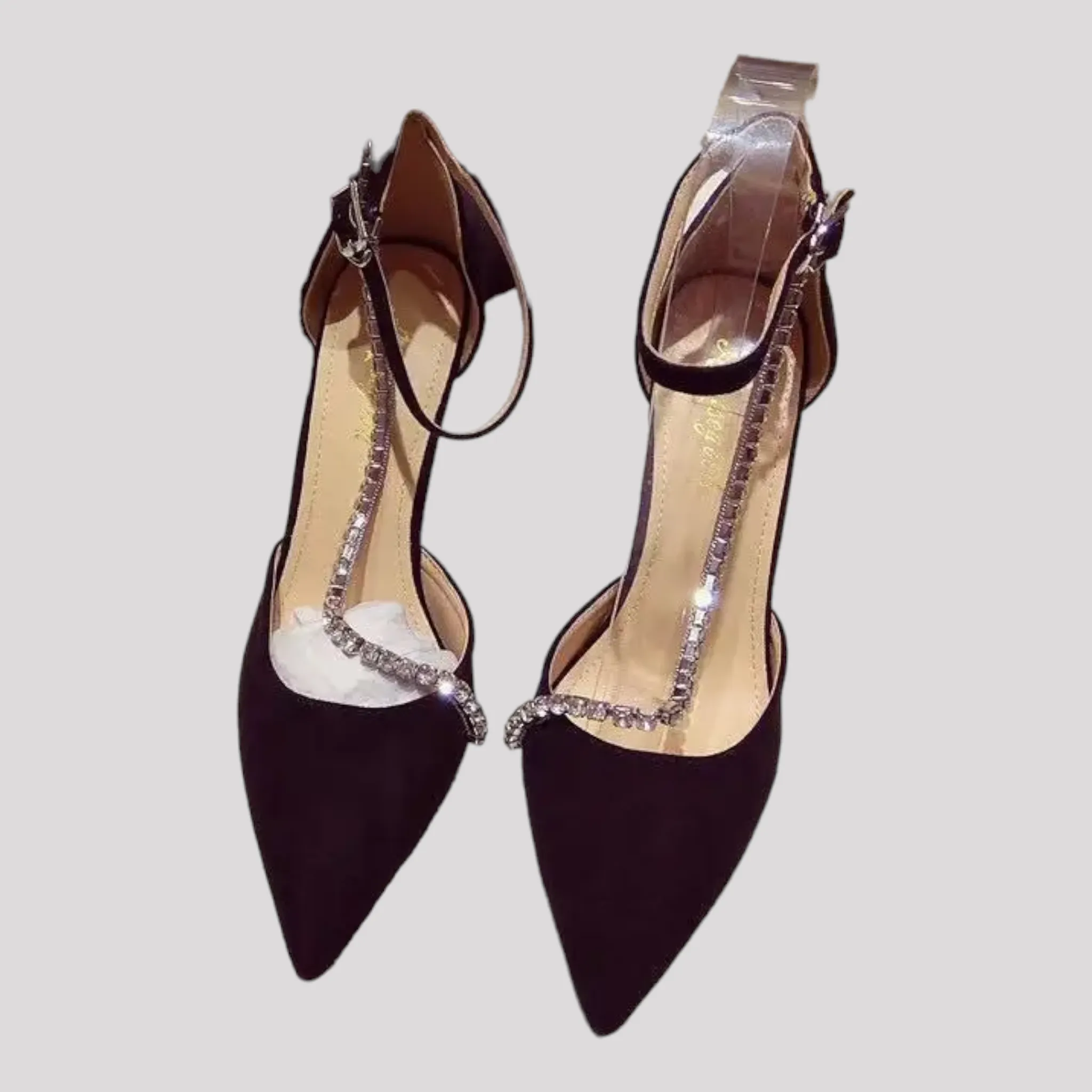 Ankle Strap with Diamonte Detail High Heels available in 2 heel heights