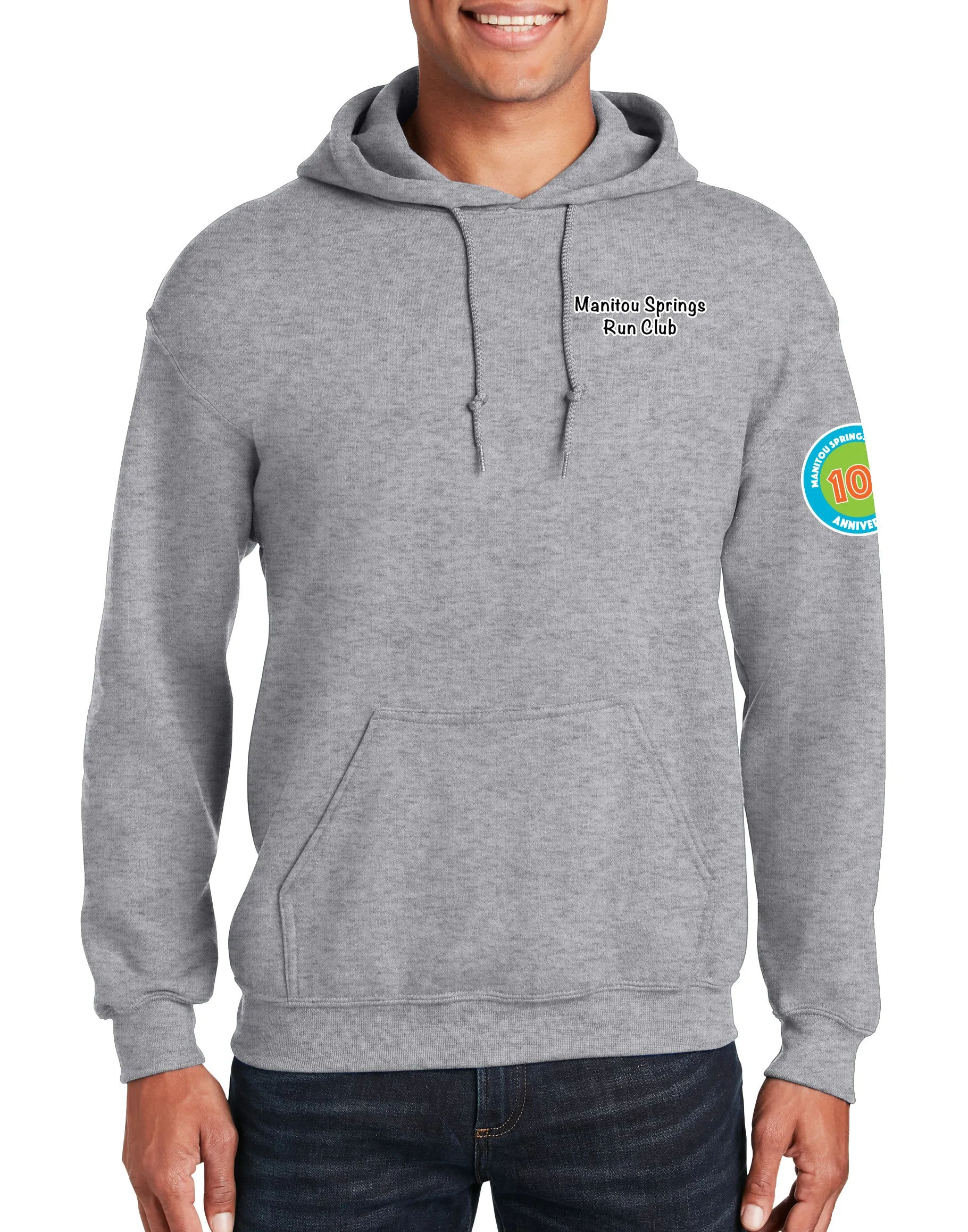 Anniversary Patch Hoodie Unisex Sweatshirt. This sweatshirt comes in multiple colors.