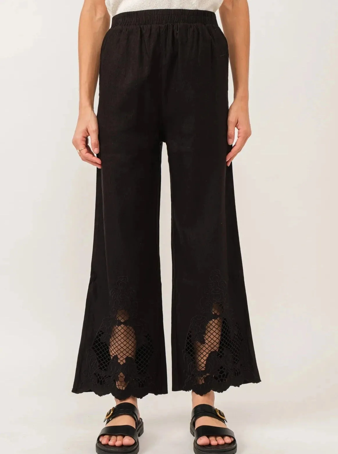 Another Love Sonora Embroidery Hem Pants