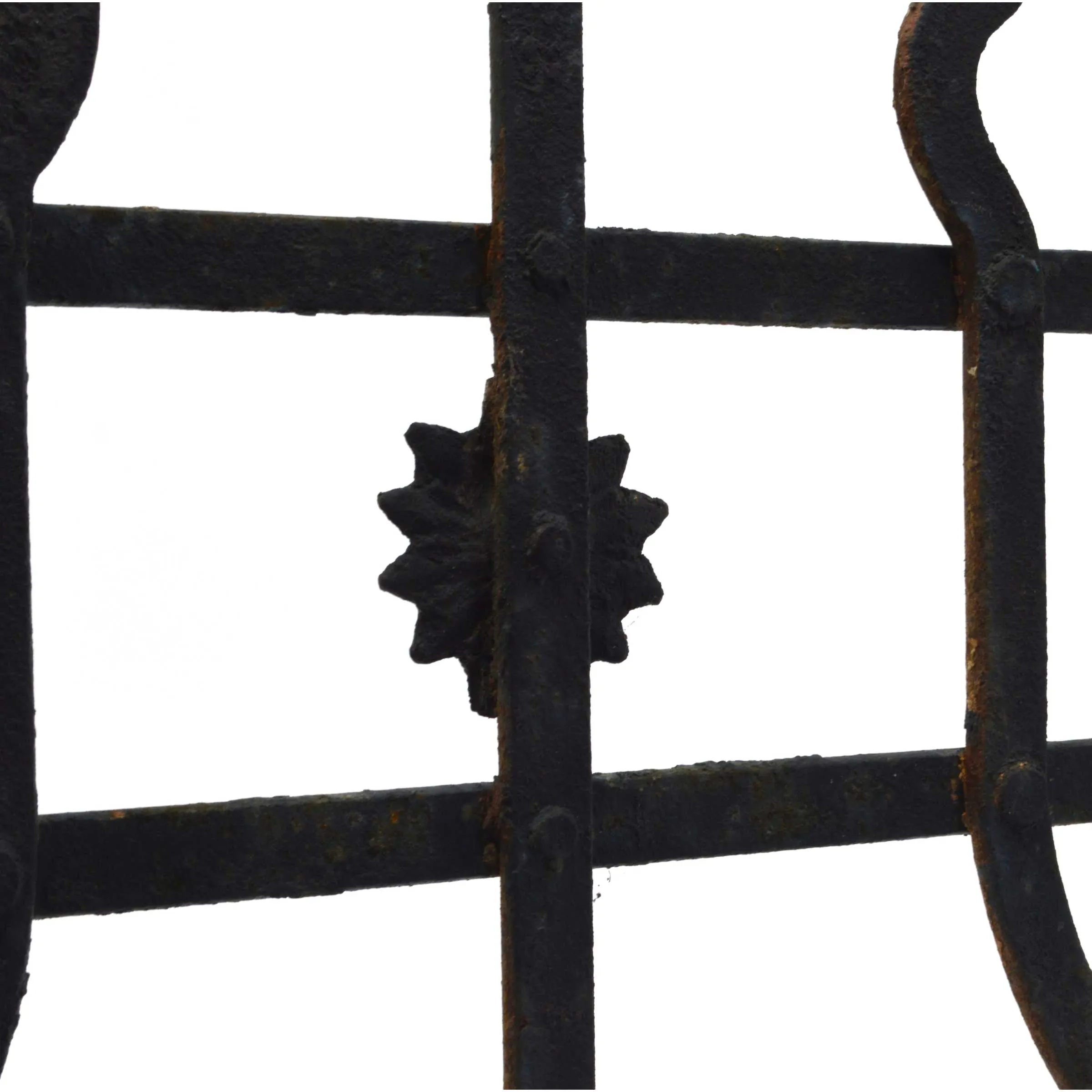 Antique WROUGHT IRON WINDOW GRILL 13x37 Door Insert GOTHIC/WITCHCRAFT MOTIF Rare