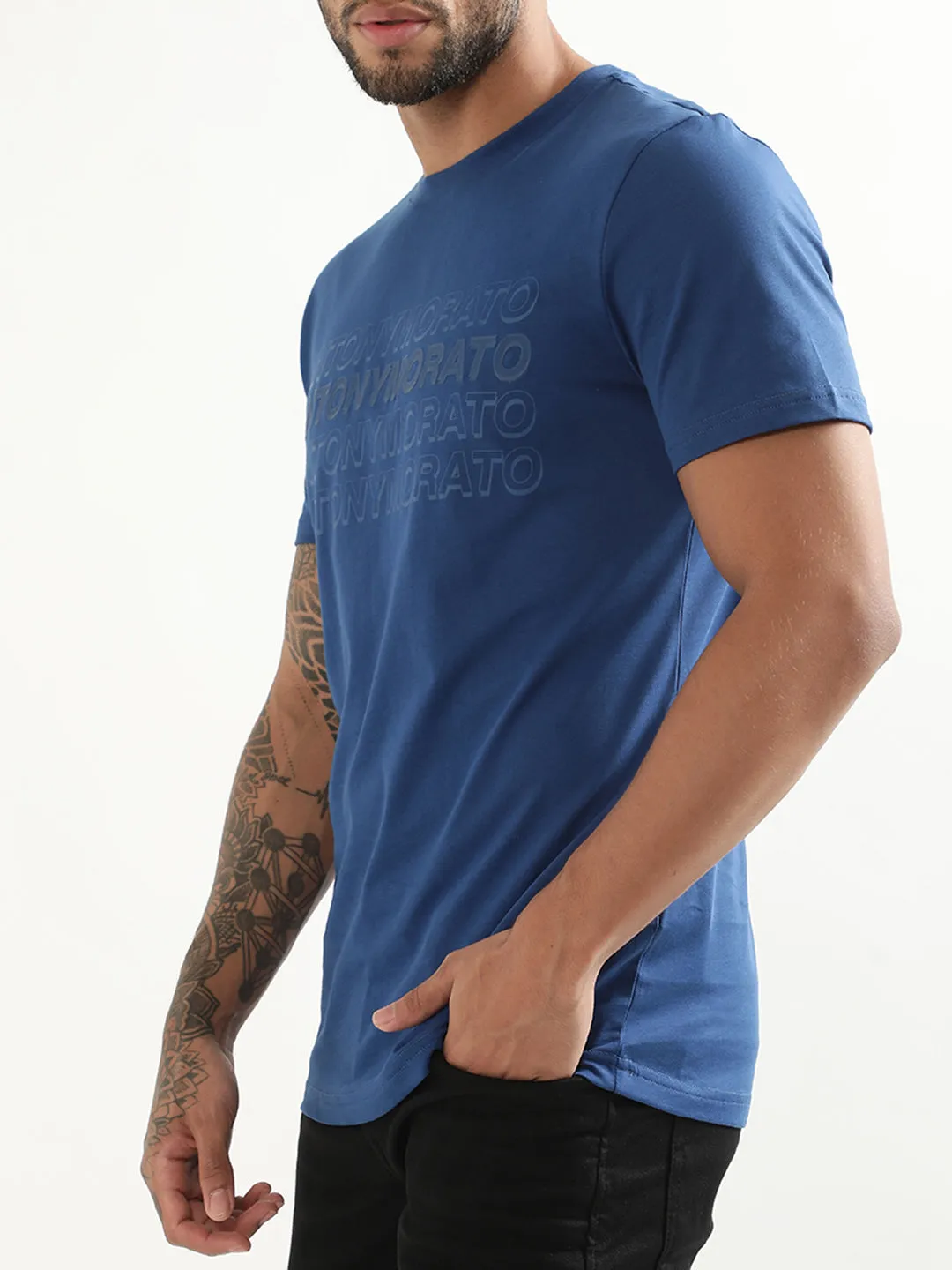 Antony Morato Blue Logo Slim Fit T-Shirt