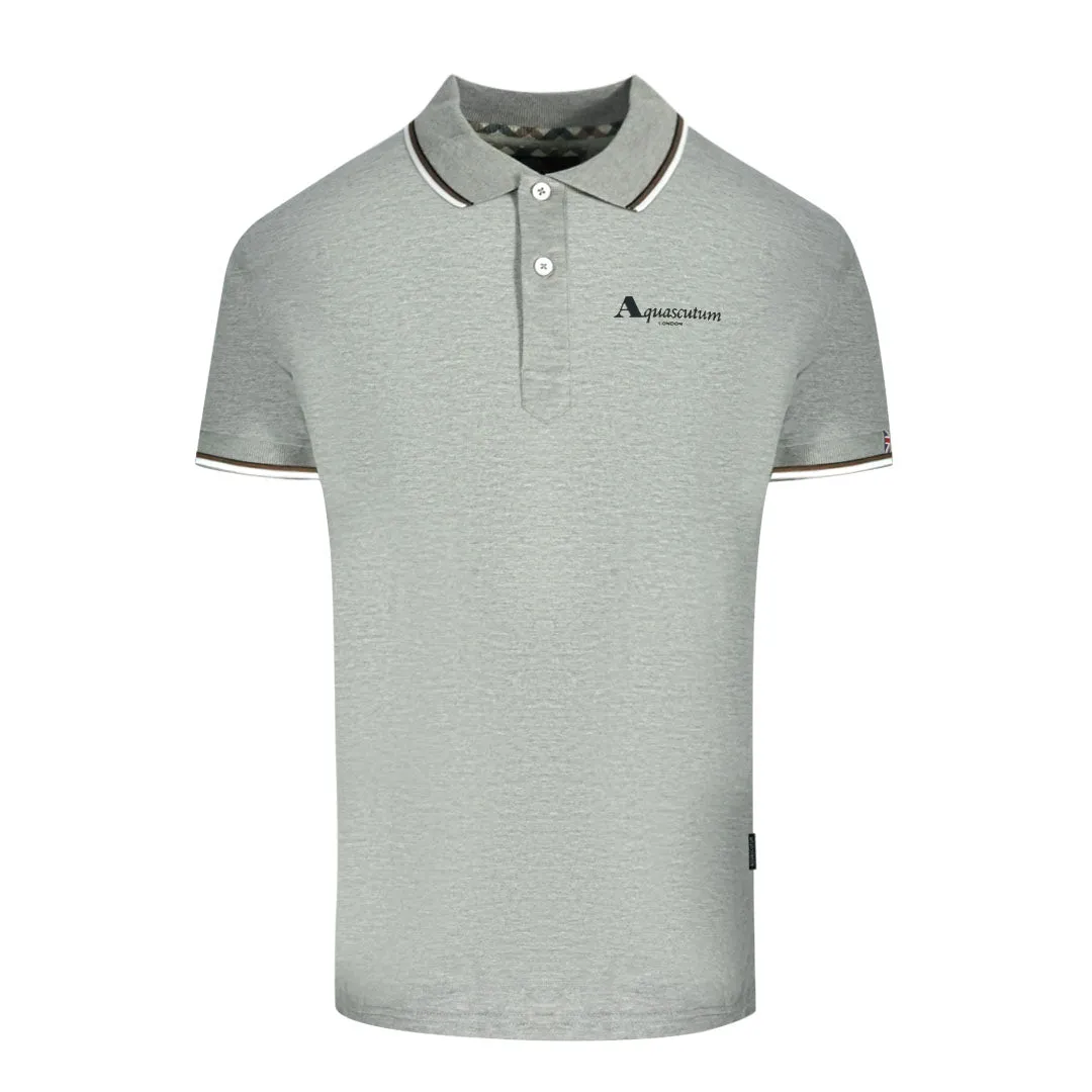 Aquascutum London Tipped Grey Polo Shirt