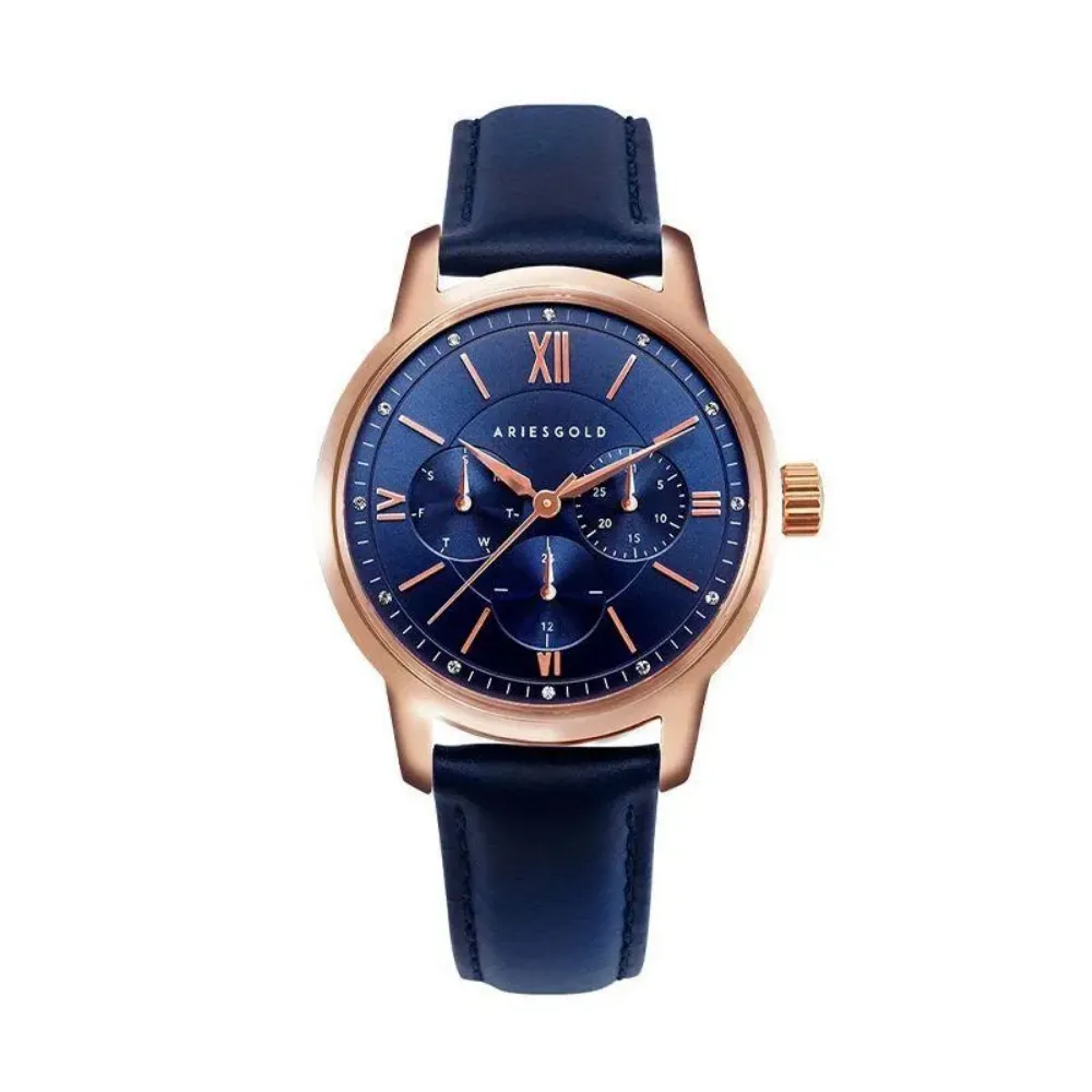 ARIES GOLD L 1028 RG-BU BLUE LEATHER WOMEN WATCH