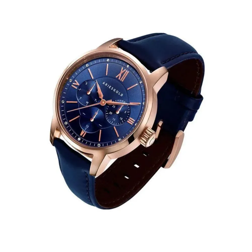 ARIES GOLD L 1028 RG-BU BLUE LEATHER WOMEN WATCH