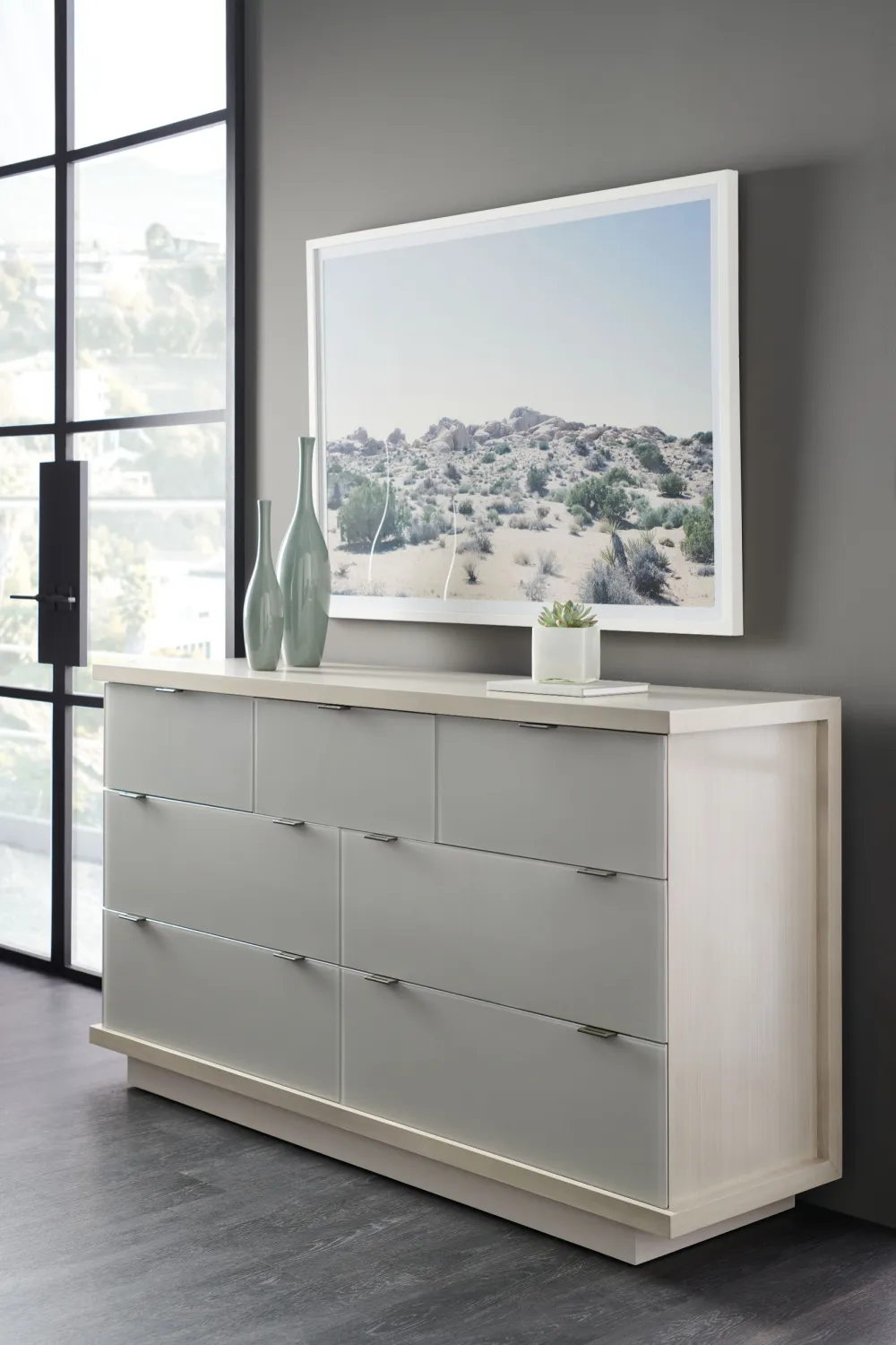 Ash Taupe Minimalist Dresser | Caracole Expressions