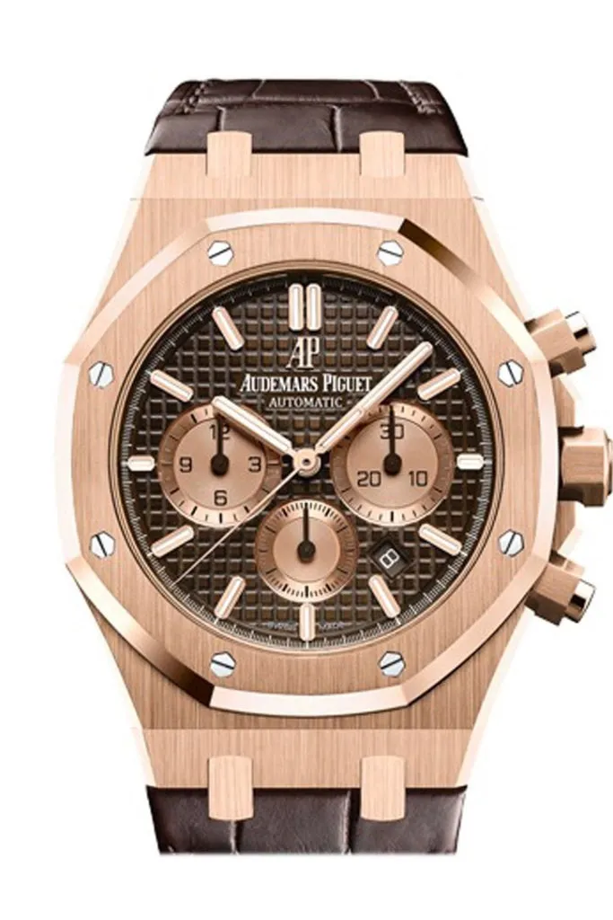 Audemars Piguet Royal Oak 41 Brown Dial 18K Pink Gold Brown alligator strap Men's Watch 26331OR.OO.D821CR.01 DCM