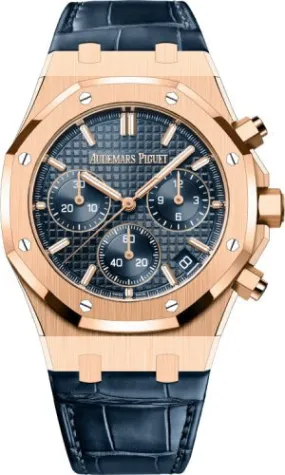 Audemars Piguet Royal Oak Chronograph "50th Anniversary" Rose Gold Blue Dial 41mm Leather Strap | 26240OR.OO.D315CR.01