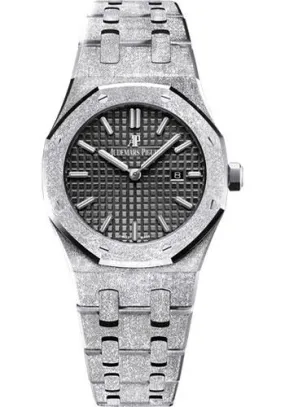 Audemars Piguet Royal Oak Frosted Gold Quartz Watch-Black Dial 33mm-67653BC.GG.1263BC.02