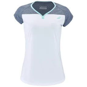 Babolat Women's Play Cap Sleeve Top - White/Blue Heather