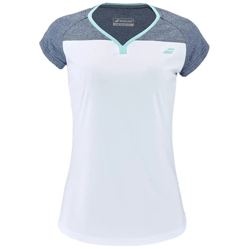 Babolat Women's Play Cap Sleeve Top - White/Blue Heather