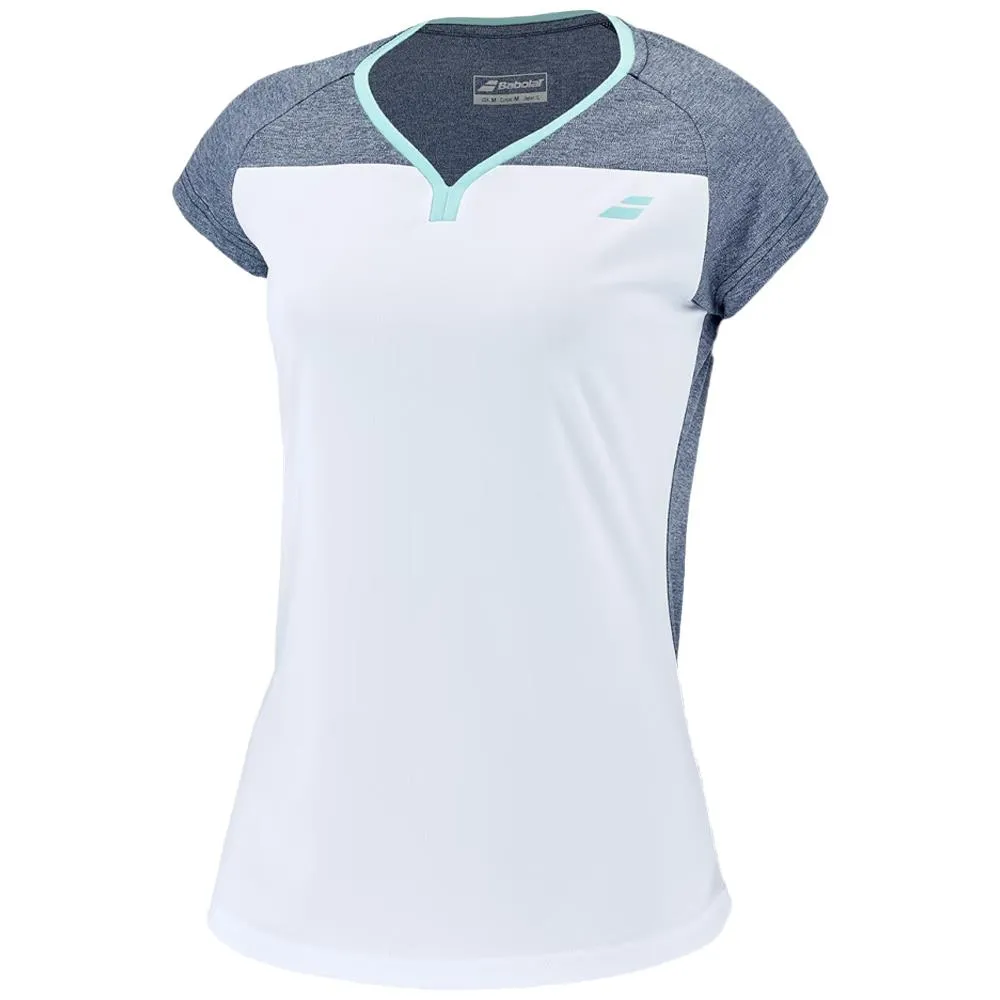 Babolat Women's Play Cap Sleeve Top - White/Blue Heather