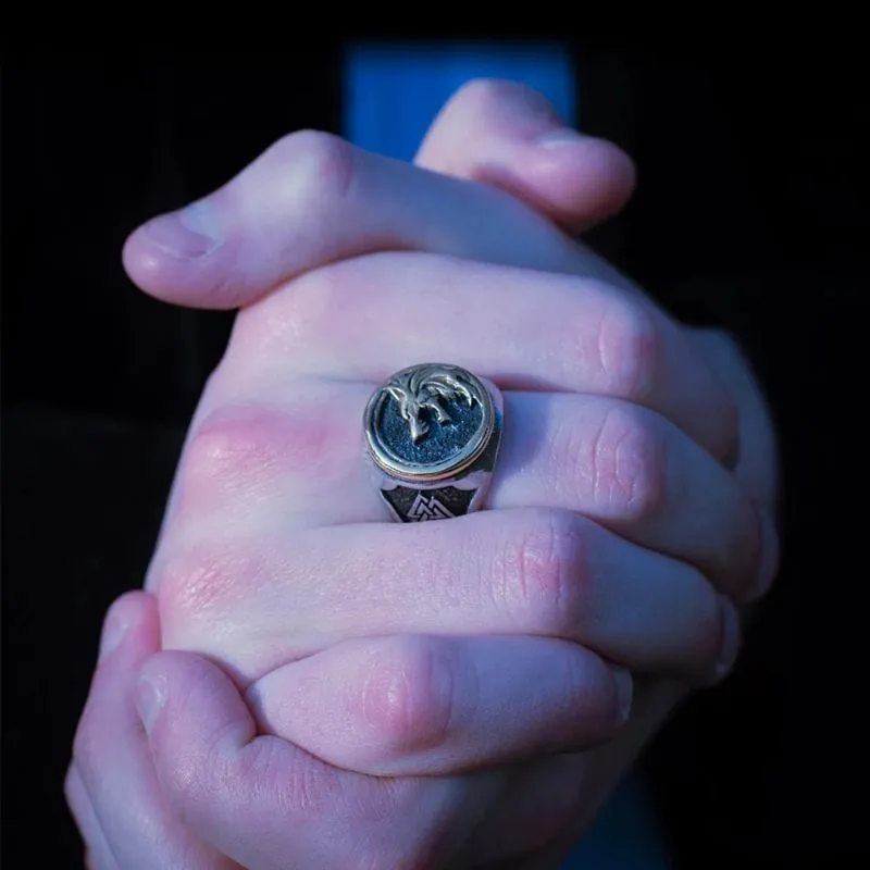 Bague tête de loup viking - acier inoxydable