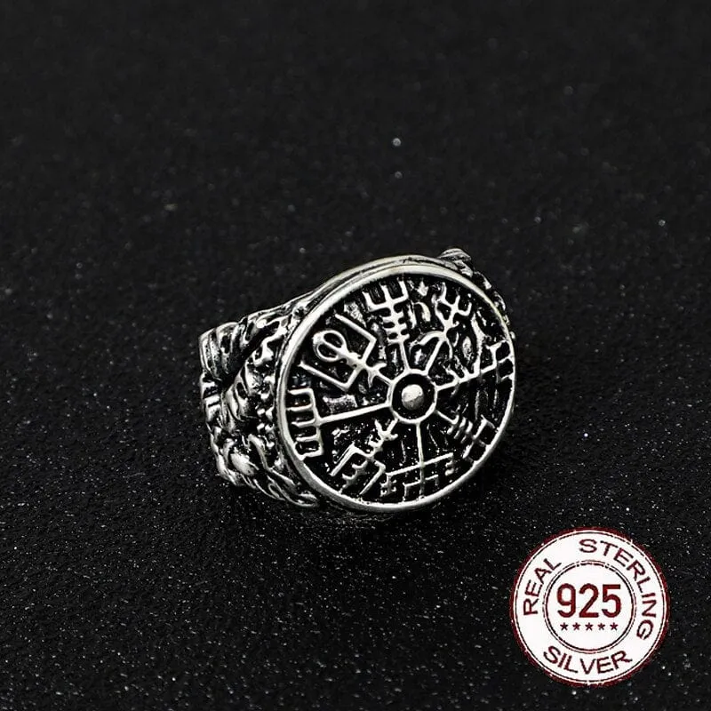 Bague Viking en Argent Sterling 925 - Effeuillement Vegvisir