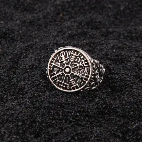 Bague Viking en Argent Sterling 925 - Effeuillement Vegvisir