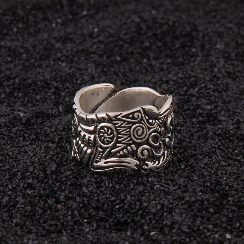 Bague Viking en Argent Sterling 925 - Le Duel de Pleine Lune