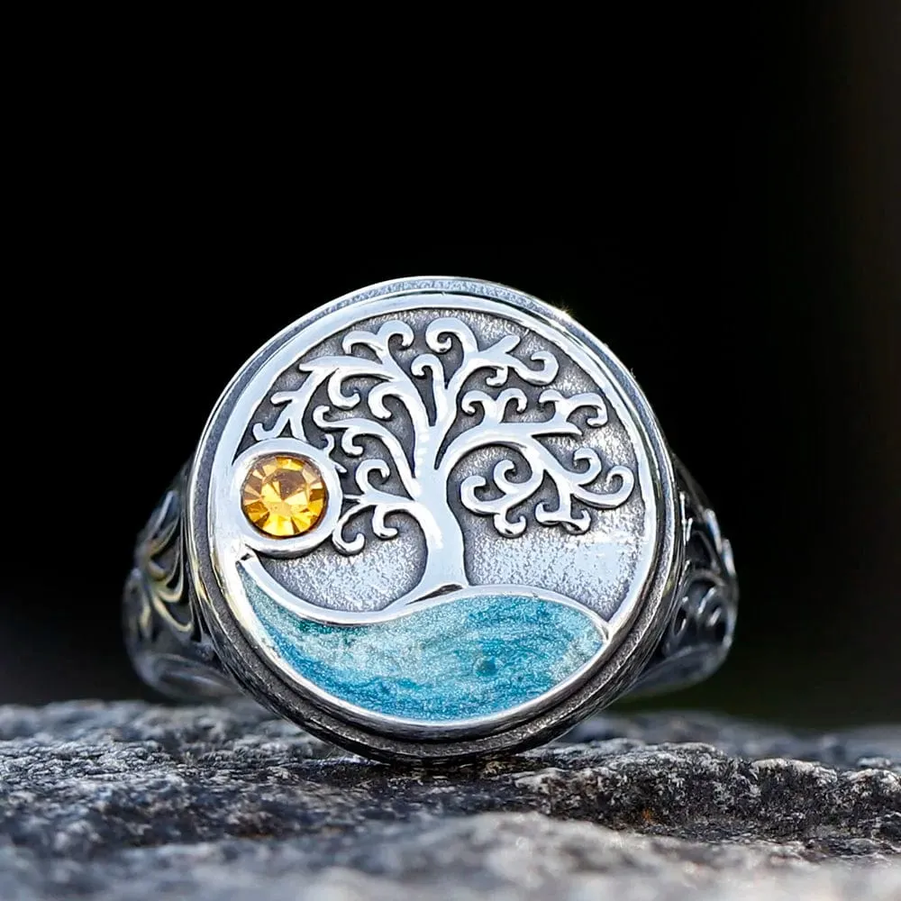 Bague Yggdrasil "Marche vers la lumière"