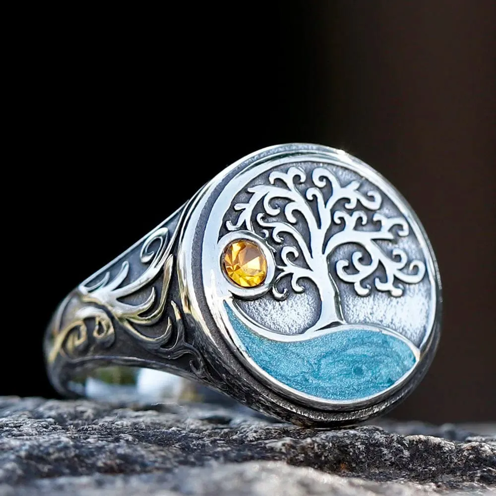 Bague Yggdrasil "Marche vers la lumière"