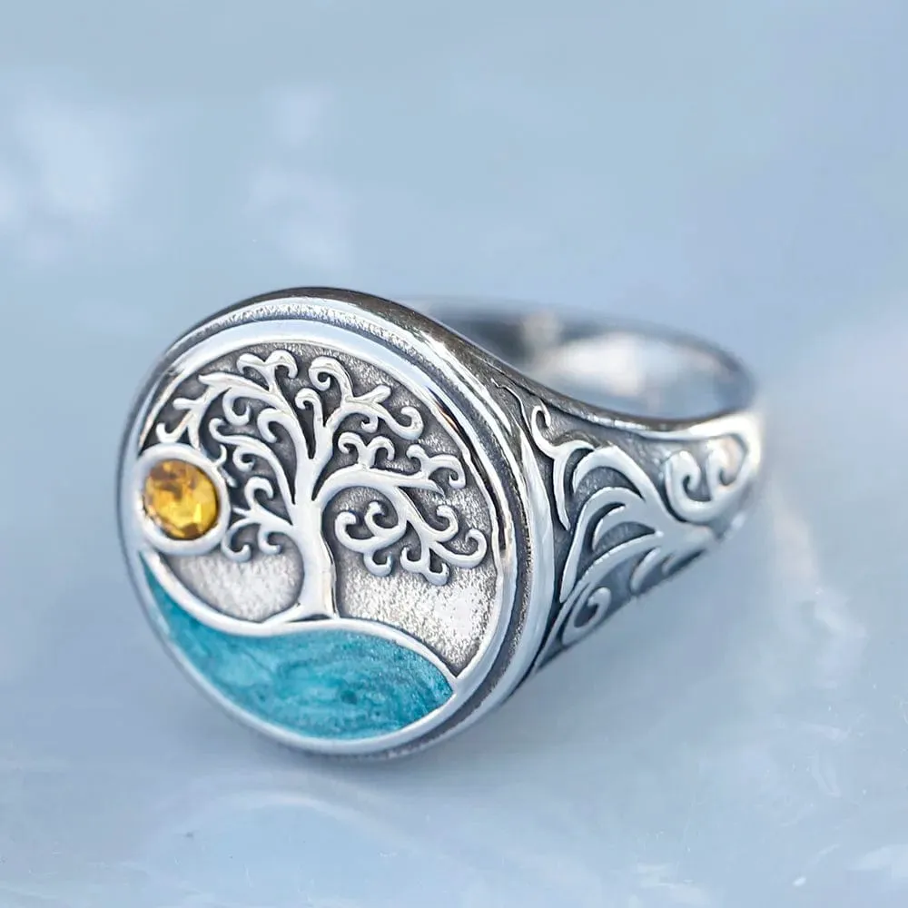 Bague Yggdrasil "Marche vers la lumière"