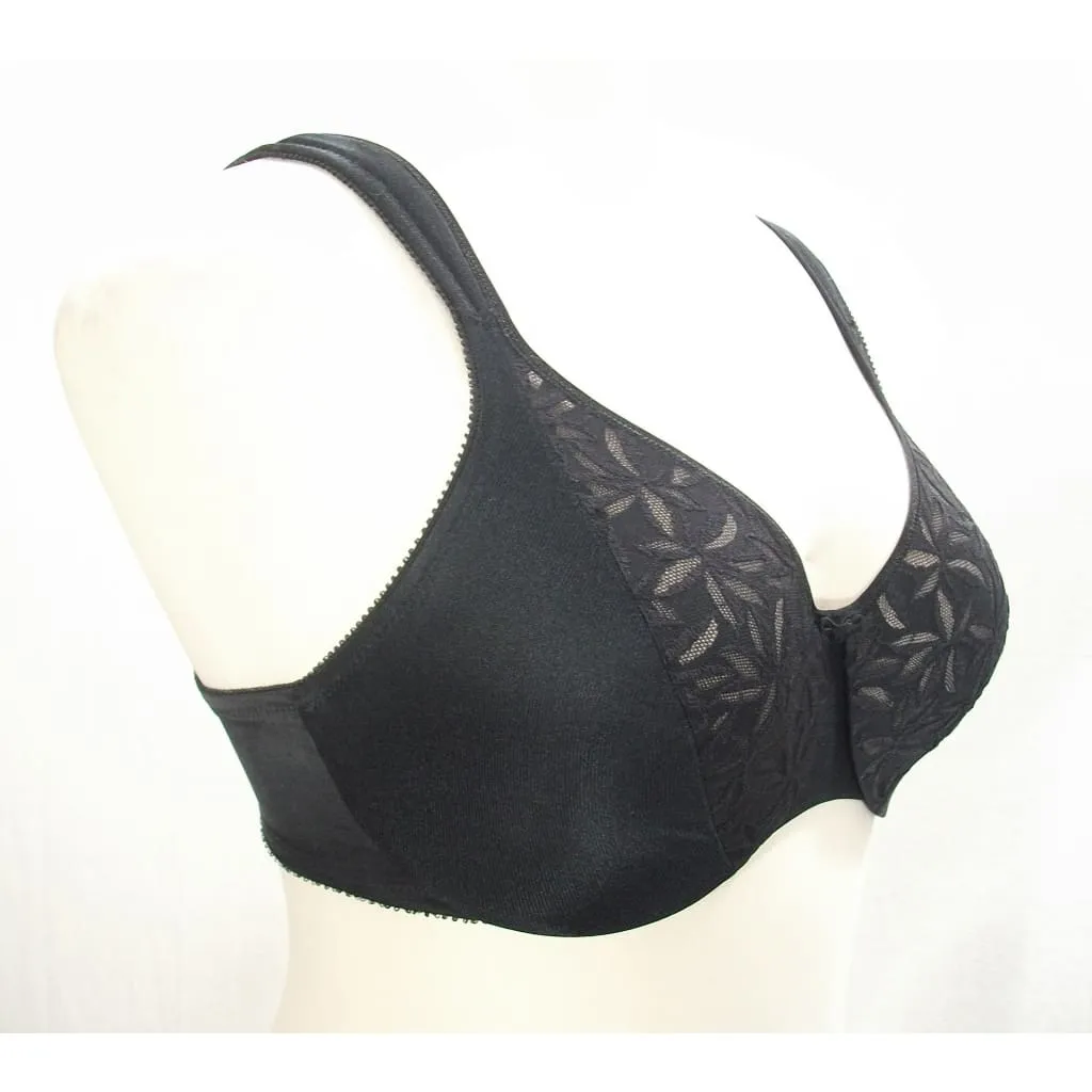 Bali 3372 Semi Sheer Star Lace Divided Cup Underwire Bra 34D Black