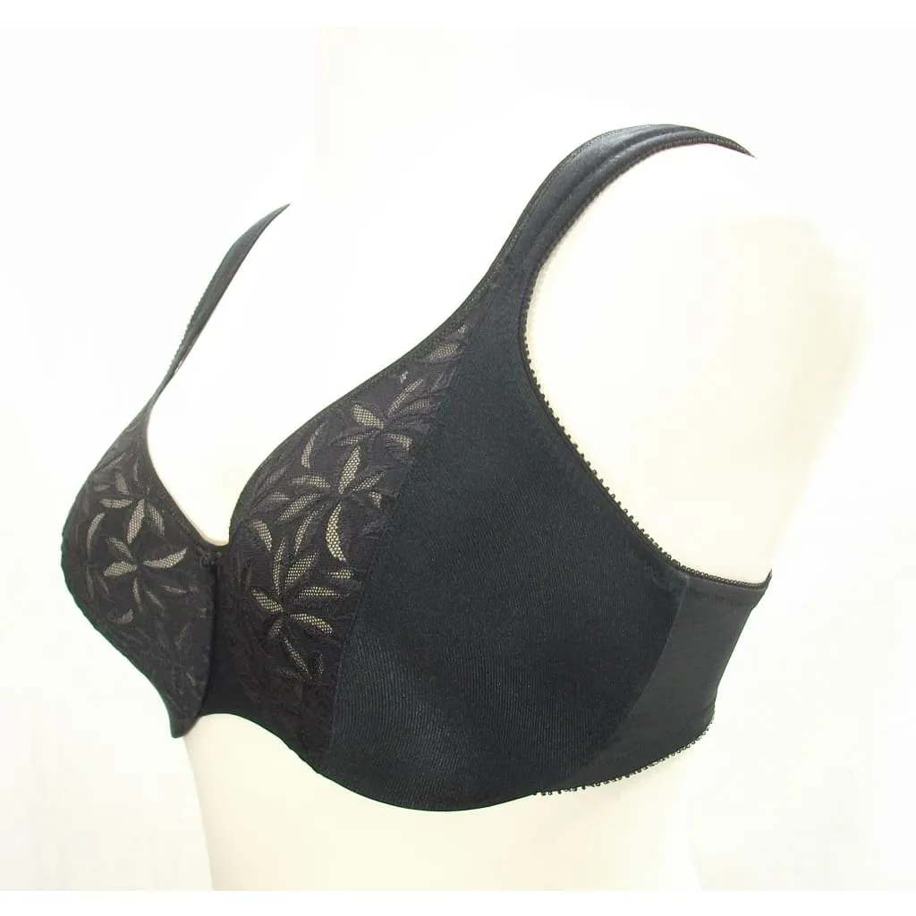 Bali 3372 Semi Sheer Star Lace Divided Cup Underwire Bra 34D Black